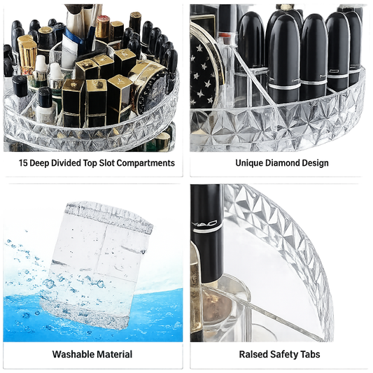 Luxury 360° Rotating Perfume Organizer – Elegant Makeup & Fragrance Display Stand for Vanity & Dressing Table