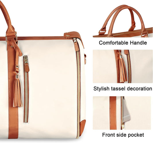 Luxury Maternity & Travel Diaper Bag – Waterproof Large Capacity Tote with Shoulder Strap (Beige & Brown)