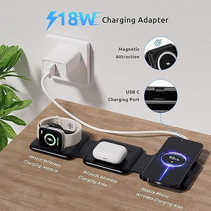 3-in-1 Wireless Charging Station – Fast Charging Dock for Phone, Smartwatch & Earbuds