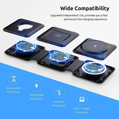 3-in-1 Wireless Charging Station – Fast Charging Dock for Phone, Smartwatch & Earbuds