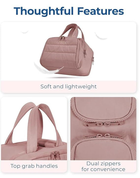 Travel Makeup & Toiletry Organizer Bag – Water-Resistant, Spacious & Stylish (Pink)