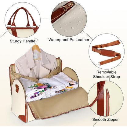 Luxury Maternity & Travel Diaper Bag – Waterproof Large Capacity Tote with Shoulder Strap (Beige & Brown)