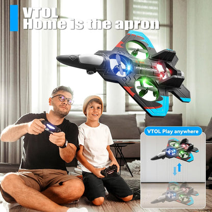 RC Fighter Jet Drone with Remote Control – 360° Stunts & LED Lights