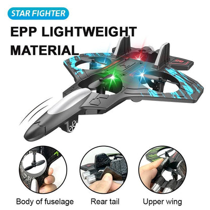 RC Fighter Jet Drone with Remote Control – 360° Stunts & LED Lights