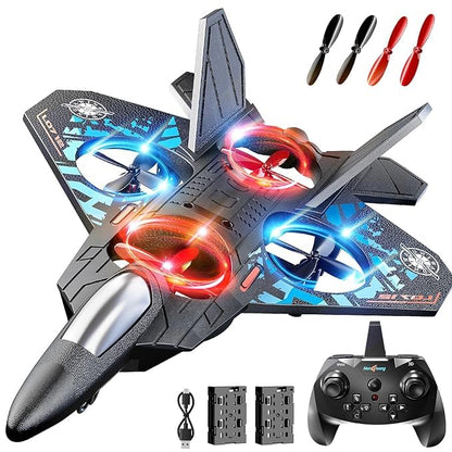 RC Fighter Jet Drone with Remote Control – 360° Stunts & LED Lights