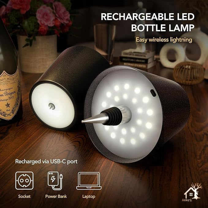 Rechargeable Bottle Lamp Shade – 3 Light Modes | Touch Control | USB Powered